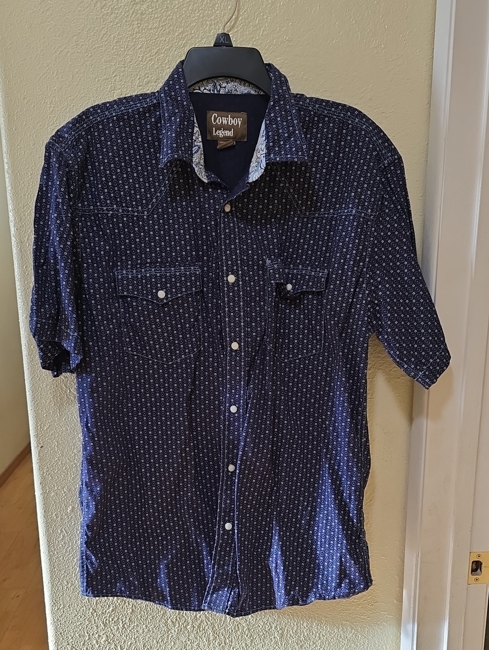 Cowboy Legend Men's Navy Short-Sleeve Western Shirt